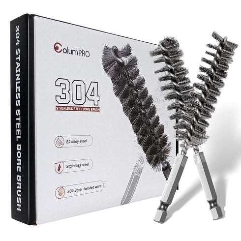 6PCS 304 Stainless Steel Bore Brush, Twisted Wire Drill Brush, 1/4 Inch Hex Shank S2 Steel Handle for Plumbing Tools