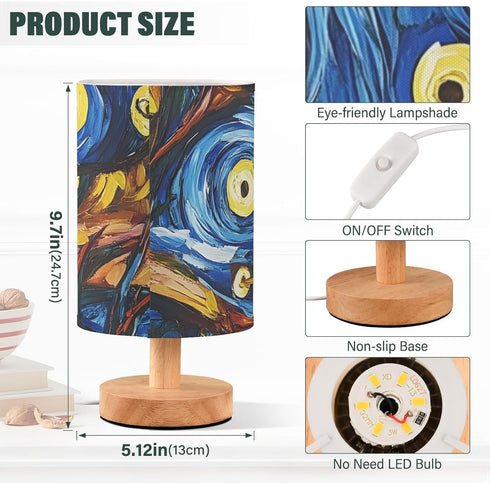 NFMILI Vintage Oil Painting Bedside Lamps for Bedrooms, Small Table Lamps, Modern Nightstand Desk Lamp with USB Port