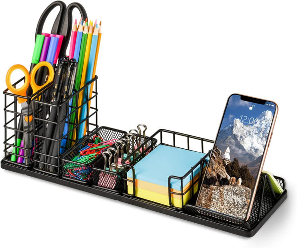 Desk Organizers and Accessories, DIY Desktop Organizer with Pen Holder, Phone Holder, Sticky Note Tray, Office Supplies