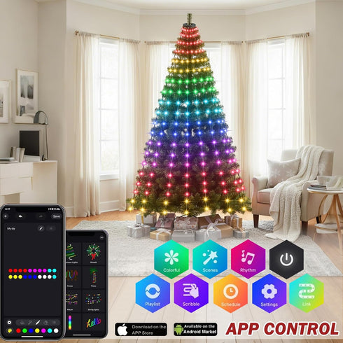 snorvindle 200 6.6FT 10 24 Smart Christmas Tree Lights, LEDs Christmas String Lights with Remote Control & APP