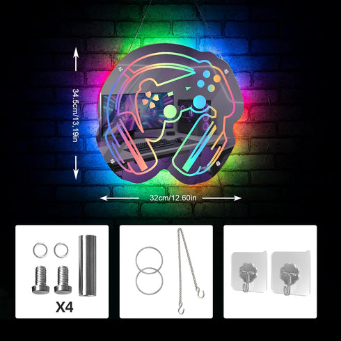 Gaming Neon Sign Smart Mirror LED Light with APP Control and Music Sync Color-Changing Gamer Wall Sign for Game Room