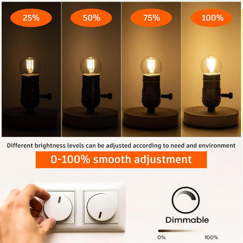 3 Watt Dimmable Low Wattage LED Bulbs, E26 Standard Base, 25 Watt Equivalent, Amber Glass, 2 Pack
