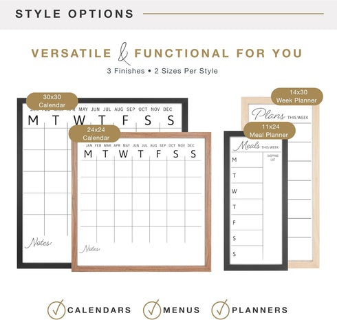 MCS Dry Erase Weekly Planner, 14x30 Natural Framed Calendar Whiteboard for Family Weekly Planning