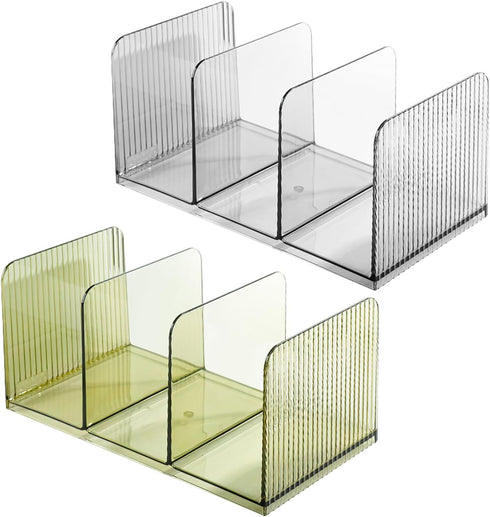 Ekoama 3 Acrylic Book End for Shelves Compartments Bookend Desk Books Stopper Magazine Stand Space Saving Desktop