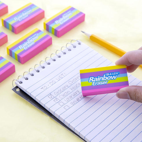BAZIC Rainbow Erasers, Latex Free, Large Size Block Erasers for Art Drawing, 4/Pack