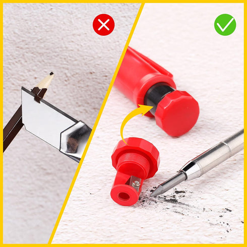Outus Solid Carpenter Pencil with Sharpener, Mechanical Pencils for Wood Flooring Marker, Carpenters Drawing