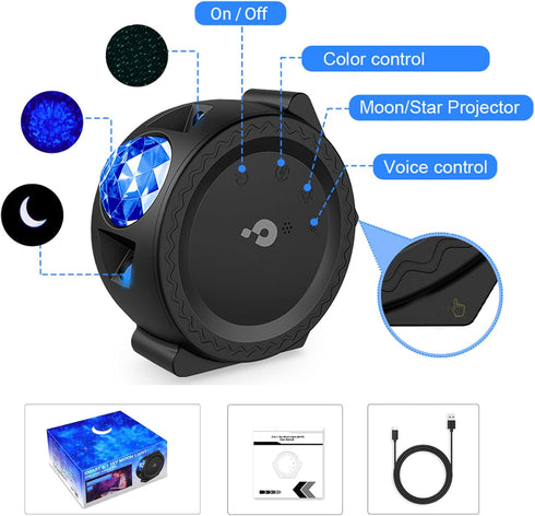 3-in-1 Sync,14M Children Gift Galaxy Projector Star Night Light - Moon Star Aurora Projector for Bedroom