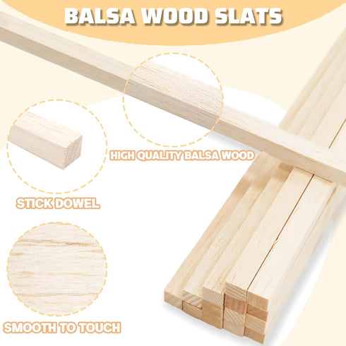 30Pcs Wood Square Dowel Rods 1/2 x 1/2 x 12 inch, Wood Squares for Crafts, Model Making Balsa Wood (1/2"x12"-30pcs)