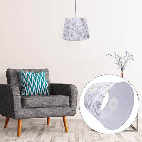 HAMPPLIES Fabric Round Lamp Shade for Table Wall and Floor Lamps Lightweight Soft Light Cover with Butterfly Print Easy