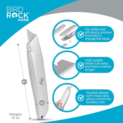 INTERNET'S BEST Premium Utility Knife Set - Retractable Box Cutter with Metal Handle & Extra Blades