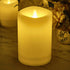 4x6 Inch 5-Hour Mikasa LED Wax Pillar Candle, White Wavy Flameless Candle with Dancing Flame Effect and Timer - Battery