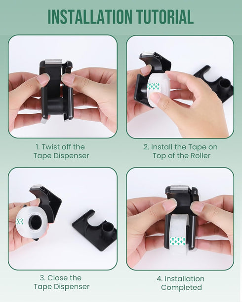 Lichamp 10 Pack Office Desktop Tape Dispenser with 10 Rolls of 1 Inch Core Tape, Red and Black