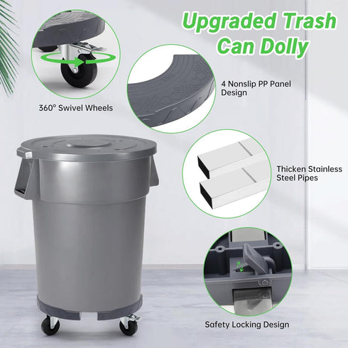 15-19 Inch 480lbs Nefish Upgraded Trash Can Dolly Wheels, Adjustable Round Barrel Dollies Wheels, Heavy Duty Drum