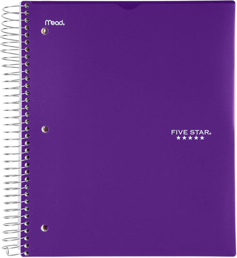 Mead Five Star Notebook + Study App - 5 Subject College Ruled Notebook, Water Resistant, 8.5 x 11, 200 Sheets