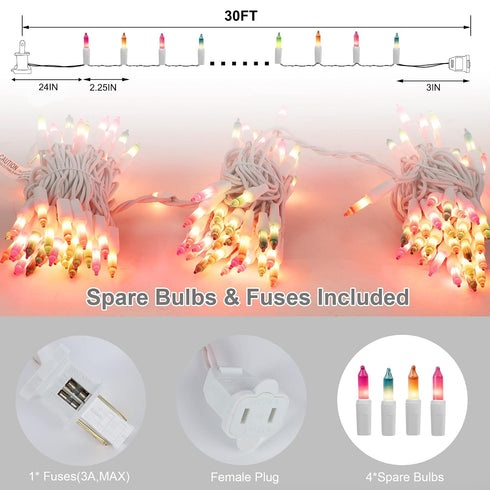 150 Count 33 120V Easter String Lights, FT Green Wire Mini Fairy Light, UL Certified Connectable Xmas Tree Incandescent