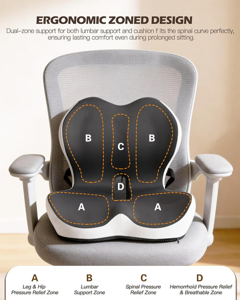 vdovsta Tailbone Office Chair Cushion for & Low Back Pain Relief, Car and Truck Seat Cushion, Comfortable Foam and High