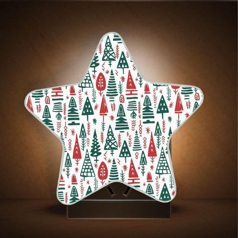 ALAZA Red Green Christmas Tree White Star Shaped LED Night Light Dusk to Dawn Sensor Plug in Night Home Decor Desk Lamp