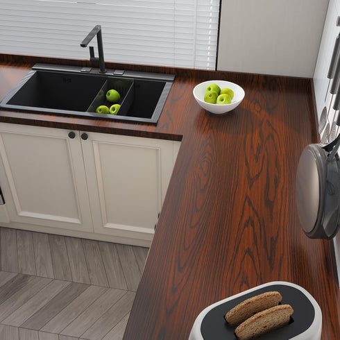 15.7''x354'' Countertops VEELIKE Mahogany Brown Wood Wallpaper Peel and Stick Wood Contact Paper Waterproof Self