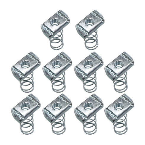 Strut Channel Nuts, 3/8-16 Long Spring Nuts with Zinc Electroplate Finish, Great for Strut Channel (10 Pack)