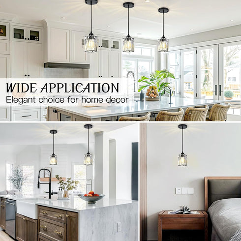 WKWKTOTO 1-Piece Pendant Lights Kitchen Island, Elegant Modern Island Lights for Kitchen with Crystal Glass Luxury