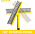 2 1 49.6" 180Rotatable in Grout Brush with Long Handle, Swivel Grout Cleaning Brush V-Shape Grout Line Scrubber, Shower
