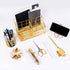 Gold Desk Organizers and Accessories Set - Office Supplies with Stapler, Pen Holder, Phone Holder, Scissors, Clips,