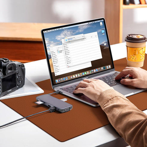 glodentai 25in*13in) Leather Desk pad Protector, Office Mat, Large Mouse Mat, Non-Slip PU Leather Blotter, Laptop Desk