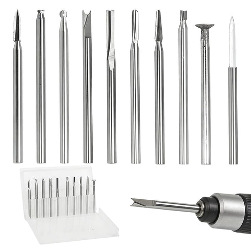 10 PCS Wood Carving Drill Bits Set for Dre-Mel Router and Rotary