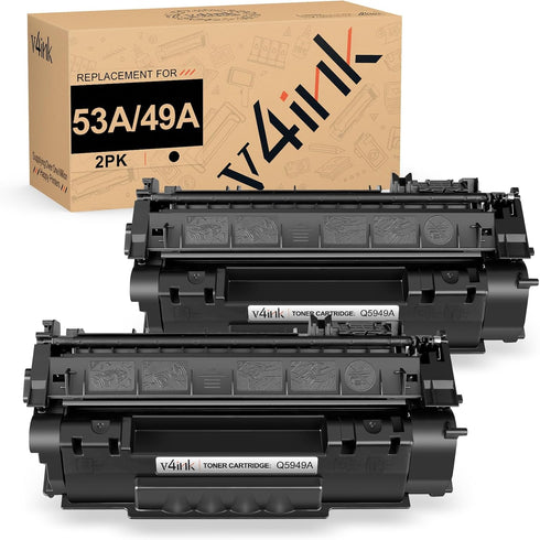 v4ink Compatible 49A 53A Toner Cartridge Replacement for HP Q5949A Q7553A, Black, 2 Packs for HP Printers