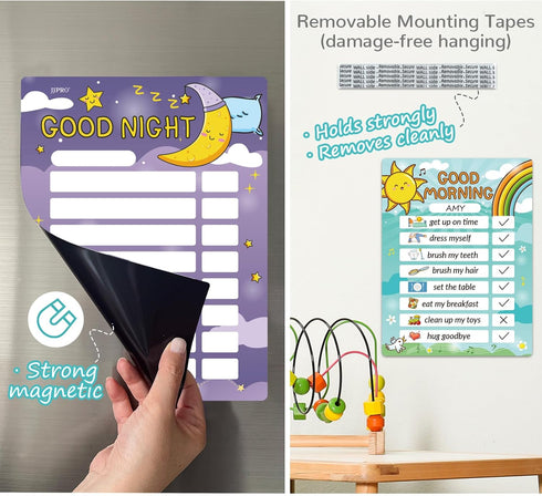 JJPRO Magnetic Kids Daily Schedule Whiteboard, Fridge Magnet to Log Bedtime Routine, Dry Erase Routine Chart