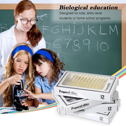 Prepared Plastic Microscope Slides with Specimens for Kids, 60PCS Animal/Plant/Insect/Blood Biology Slides