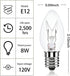 Hrsovii C7 Bulb, 8W E12 Bulb, Dimmable (Pack 15) Clear Incandescent Light Candelabra Base Suitable for Christmas String