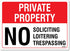 No Soliciting No Loitering No Trespassing Sign - Private Property Legend 10 x 14 Inch Self-Adhesive Vinyl Sticker