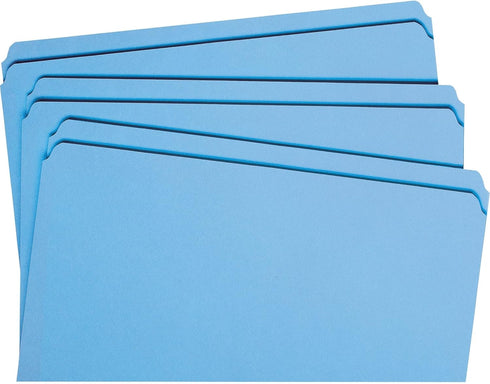 Smead File Folder, Reinforced Straight-Cut Tab, Blue, Letter Size, 100 per Box (12010)
