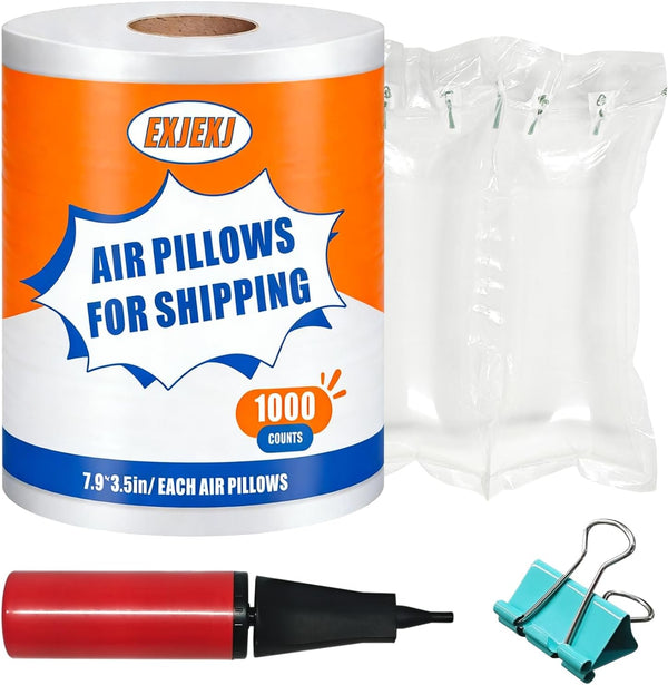 EXJEXJ 1000 Count Air Pillows for Shipping With Pump, 3.54" x 7.87" Inflatable