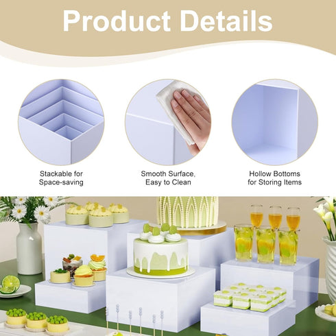 Generic 6pcs (3/4/5/6/7/8") LESSF Buffet Risers, Food Risers for Buffet Table Display Stand Shelf, Display Risers