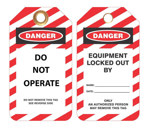 Zing Green Products 7343 10 Pack Danger Do Not Operate Plastic Lockout Tagout Tags, 5.75 x 3 Inch, Red/White/Black