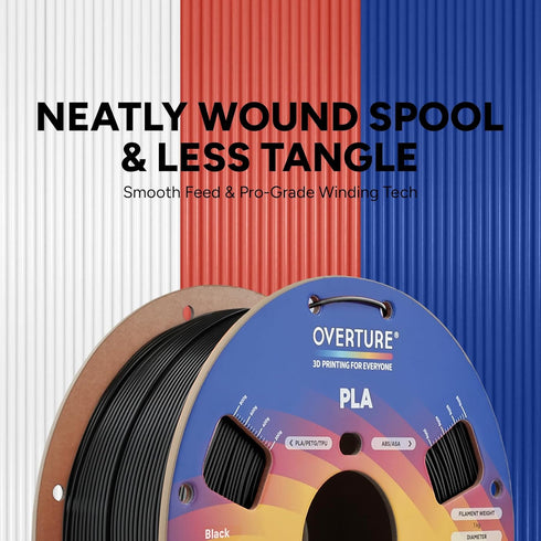 1.75mm, 3D 1kg (2.2lbs), 0.02 mm, 3D 1-Pack) OVERTURE PLA Filament Neatly Wound Printer Filament Spool Dimensional