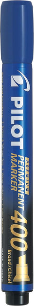PILOT Premium 400 Permanent Markers, Broad Point Chisel Tip Blue Ink, Box of 12
