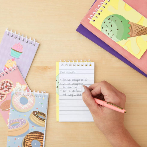 BLUE PANDA 24 Pack Spiral Notepads 3x5 inches - Baking Party Favors for Kids - Mini Notebooks with Donut Cupcake Ice Cream Designs by BLUE PANDA