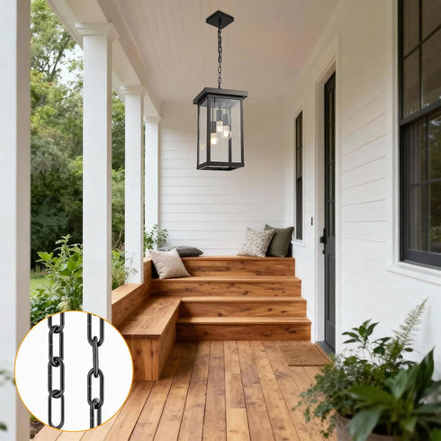 6 2 66 LOUSACE Feet Industrial Black Light Fixture Chain, Adjustable Metal Pendant Chandelier Hanging Chain Extension