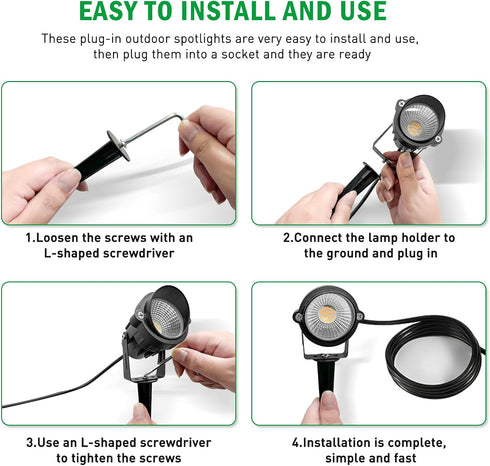 120V 5.9 3 Pack Outdoor Landscape Spotlights, LED Spot Light Waterproof for Garden and Yard Up Lighting, Warm Light