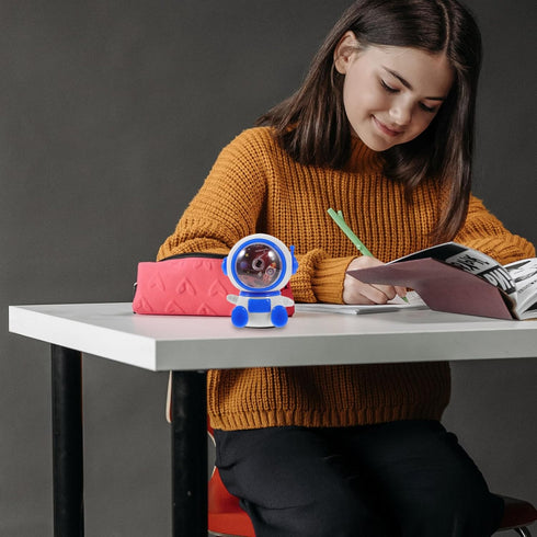 SEWACC Hand Crank Pencil Sharpener - Cartoon Astronaut Spaceman Shaped Manual Sharpener for Colored Pencils