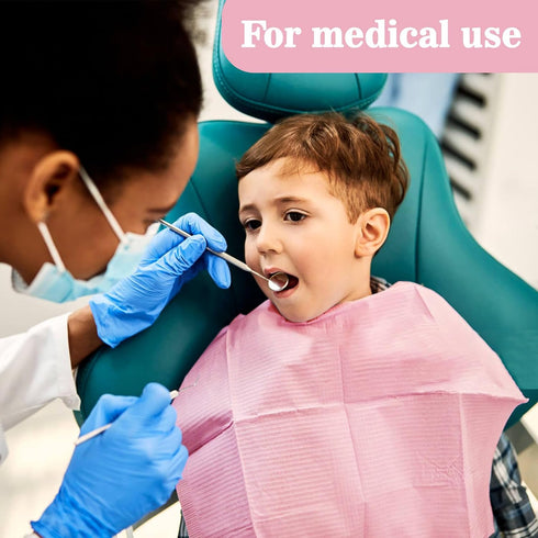 125 MAQIHAN Dental Bibs Disposable - Disposable Dental Bibs Dentist Tattoo Bibs Pink Dental Bibs for Nails Towels