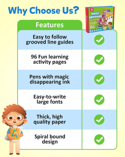 6Pcs 3-8 Coogam Magic Grooved Writing Practice for Kids, Grooved Handwriting Copybook with Pens, Learn to Write Number