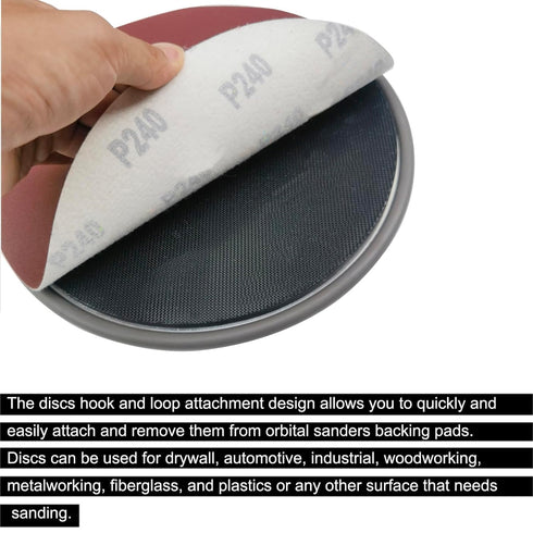 10 PCS 9 Inch 60 Grit Sanding Discs, Round Hook & Loop Sandpaper for Hand Radial Sander, Aluminum Oxide