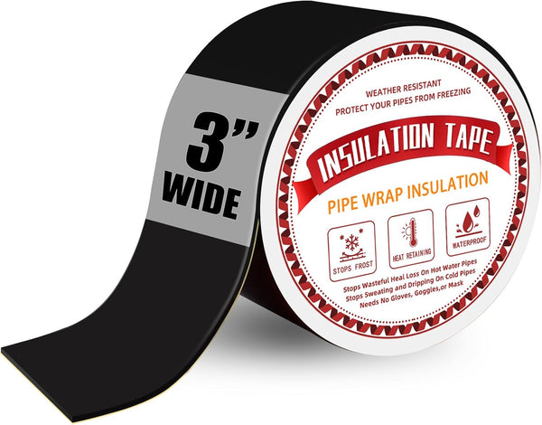 3 in Pipe Insulation Tape - Weather Resistant Foam Insulation Wrap for Outdoor Water Pipes