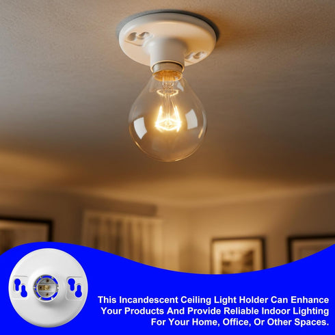 JOUTYFOR 10 Pack E26 Bulb 660w 250v Lamp Holder Medium Base White Ceiling Light Sockets for Incandescent Fluorescent