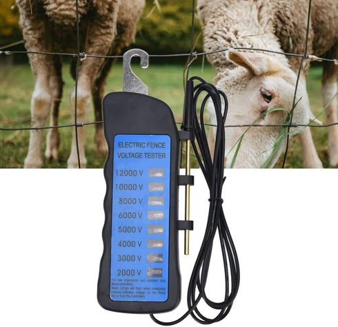 12KV Neon Fence Voltage Tester, Waterproof Electric Fence Fault Finder with 8 Neon Indicator Lights, Portable Tool