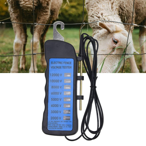 Electric Fence Voltage Tester, 12KV Neon Fault Finder with 8 Neon Indicator Lights for Farms Waterproof